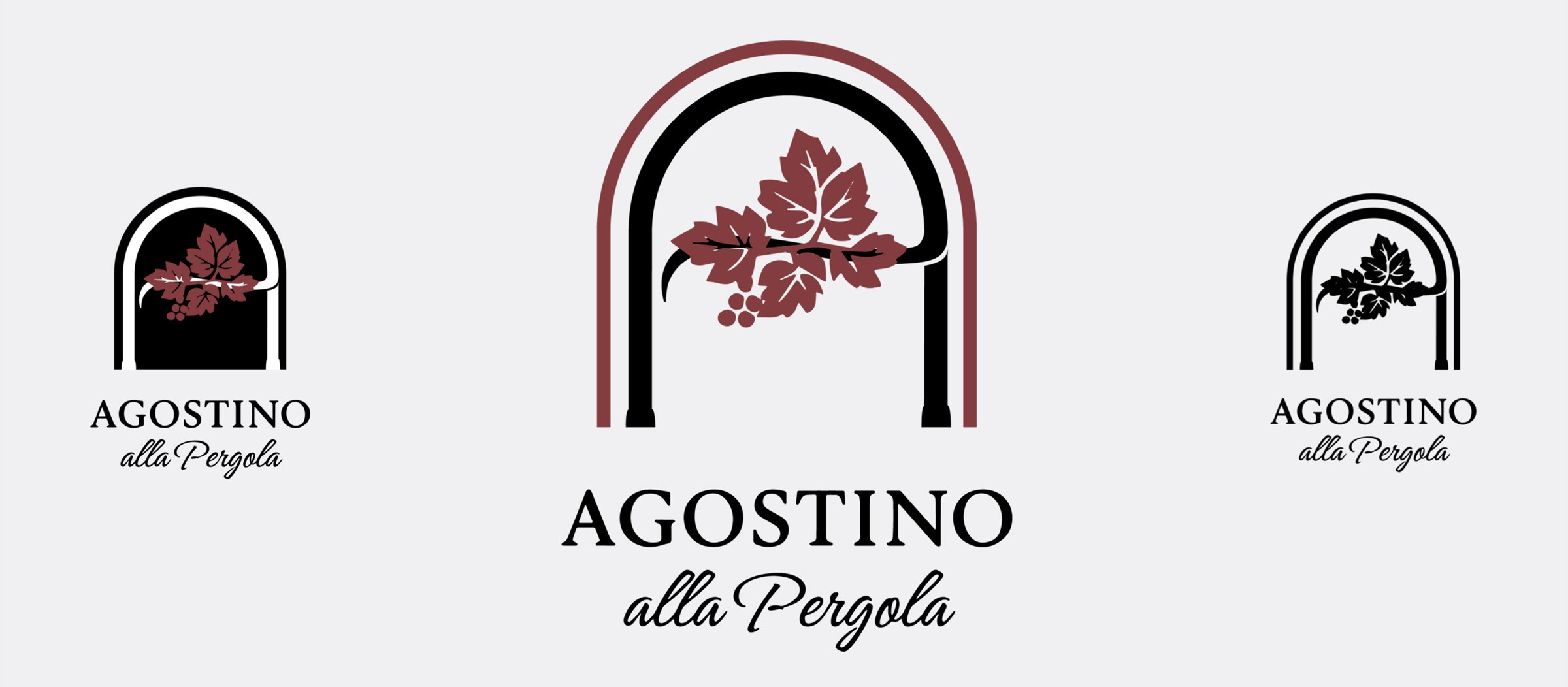 Il nuovo marchio Agostino alla Pergola nella versione principale e nelle due varianti compatte
