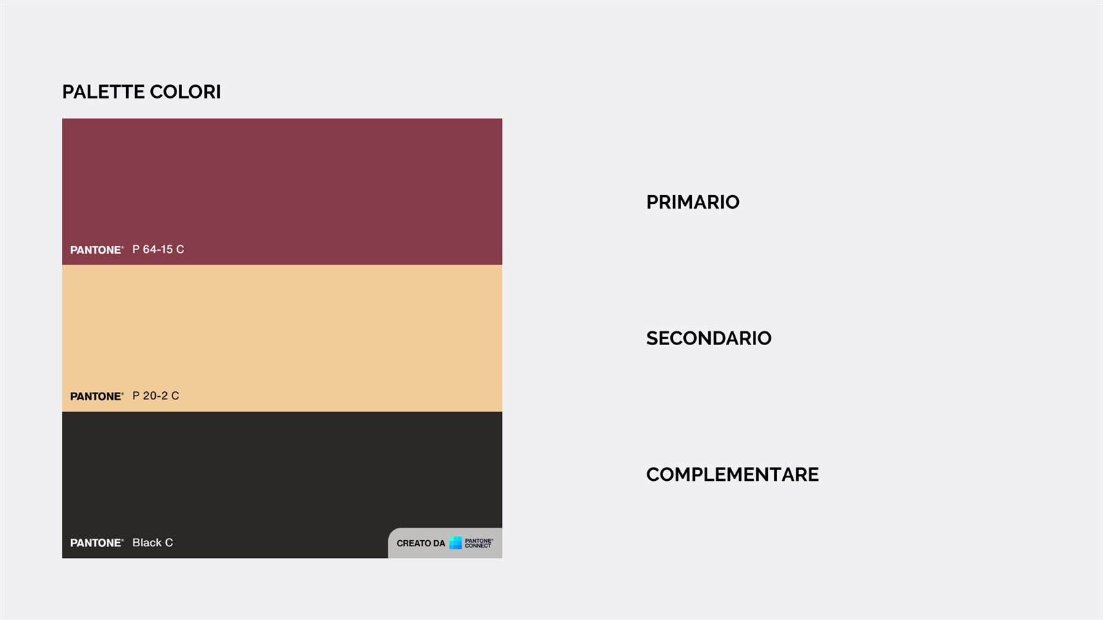La palette: rosso vino, sabbia e nero