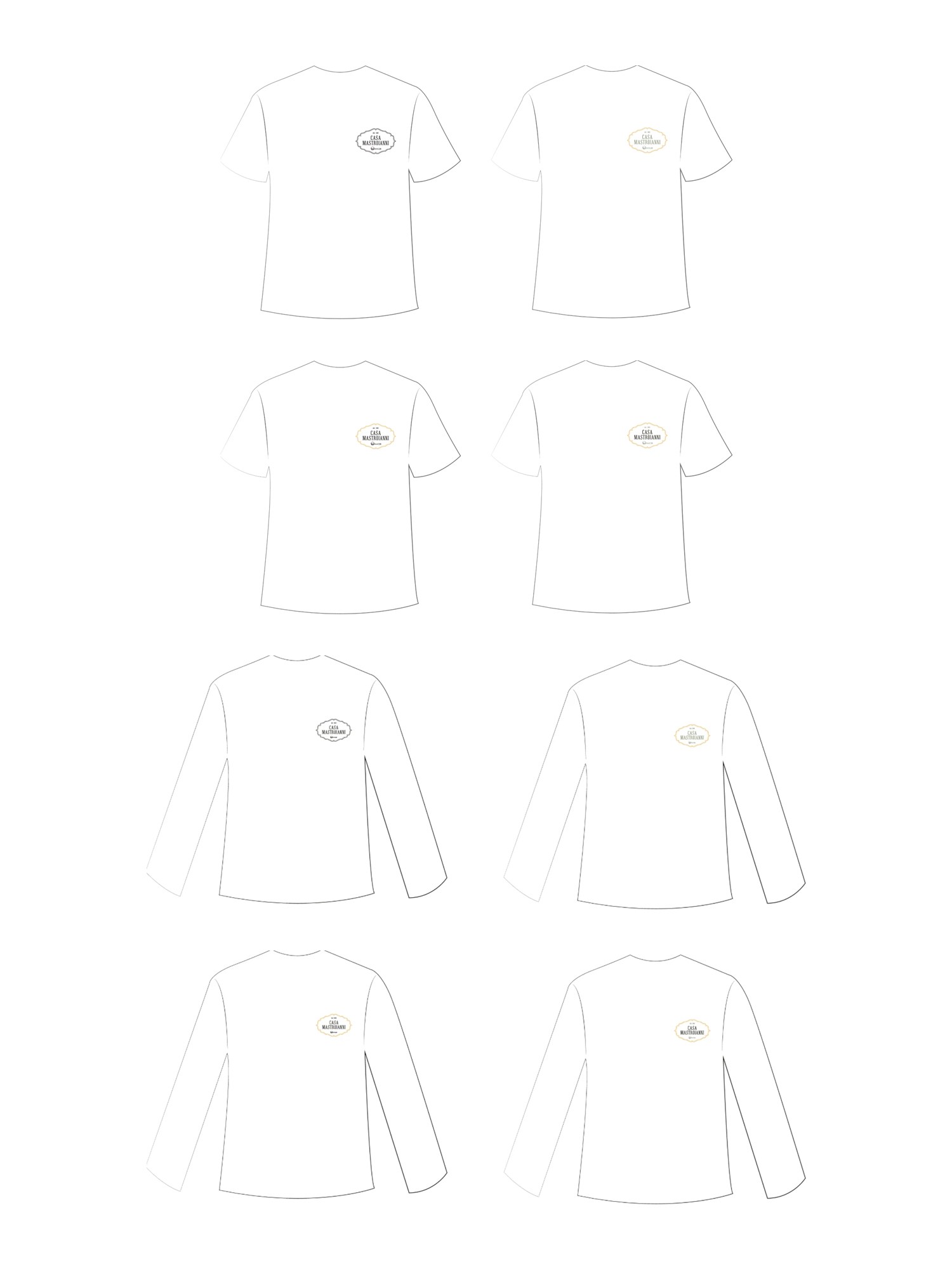 Le varianti di t-shirt a manica corta e lunga con il logo ricamato in più colori