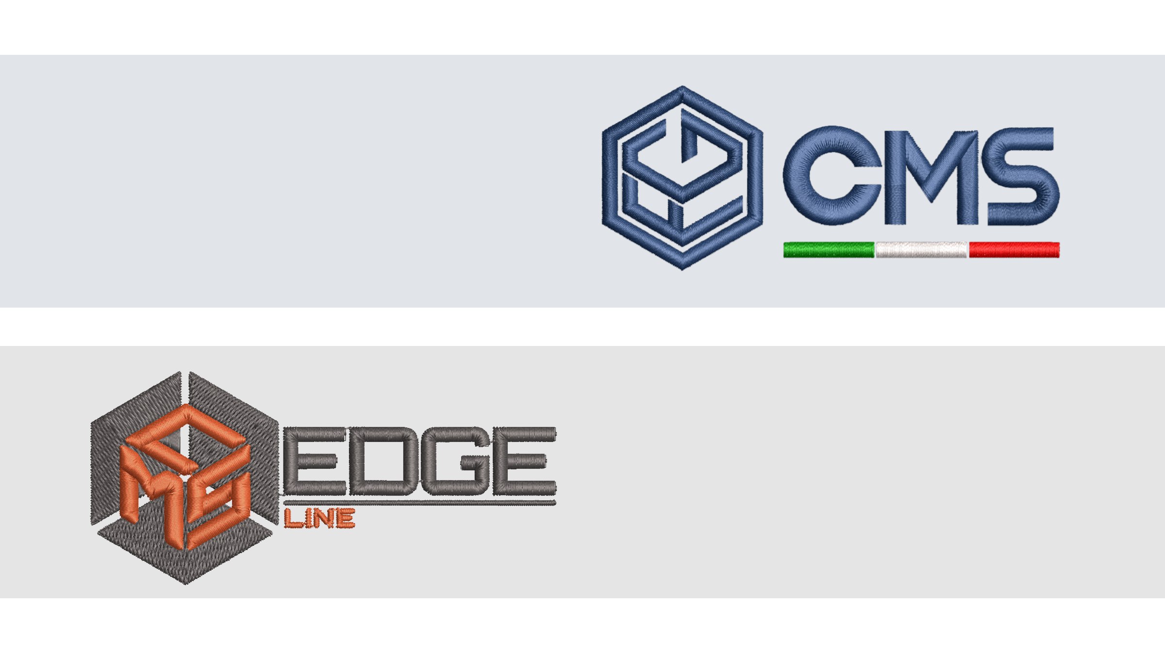 I ricami delle divise: il logo CMS con il tricolore e il marchio EDGE Line