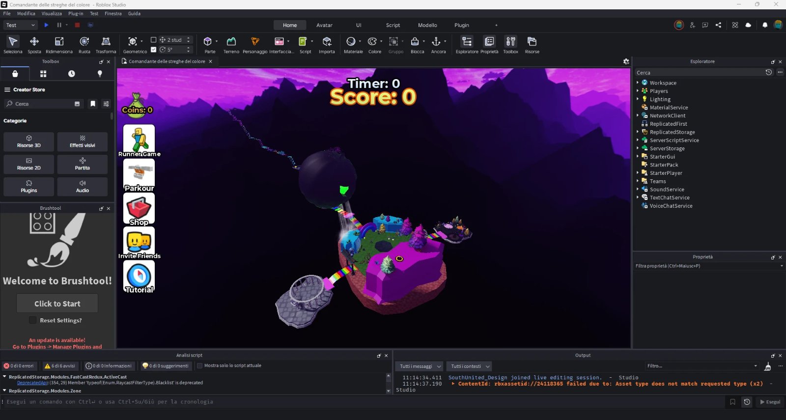 La mappa intera in Roblox Studio, durante lo sviluppo