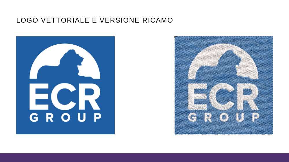 Il logo ECR Group in versione vettoriale e in versione ricamo