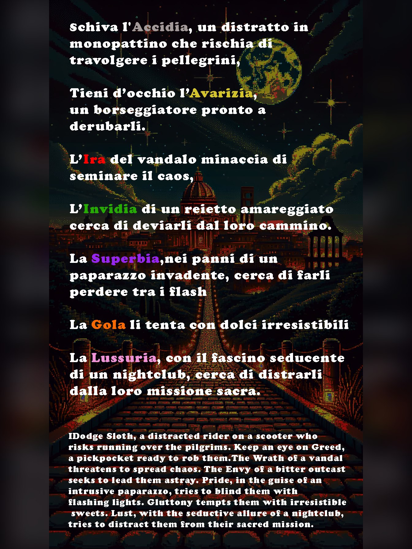 The seven deadly sins, introduced on the second intro screen