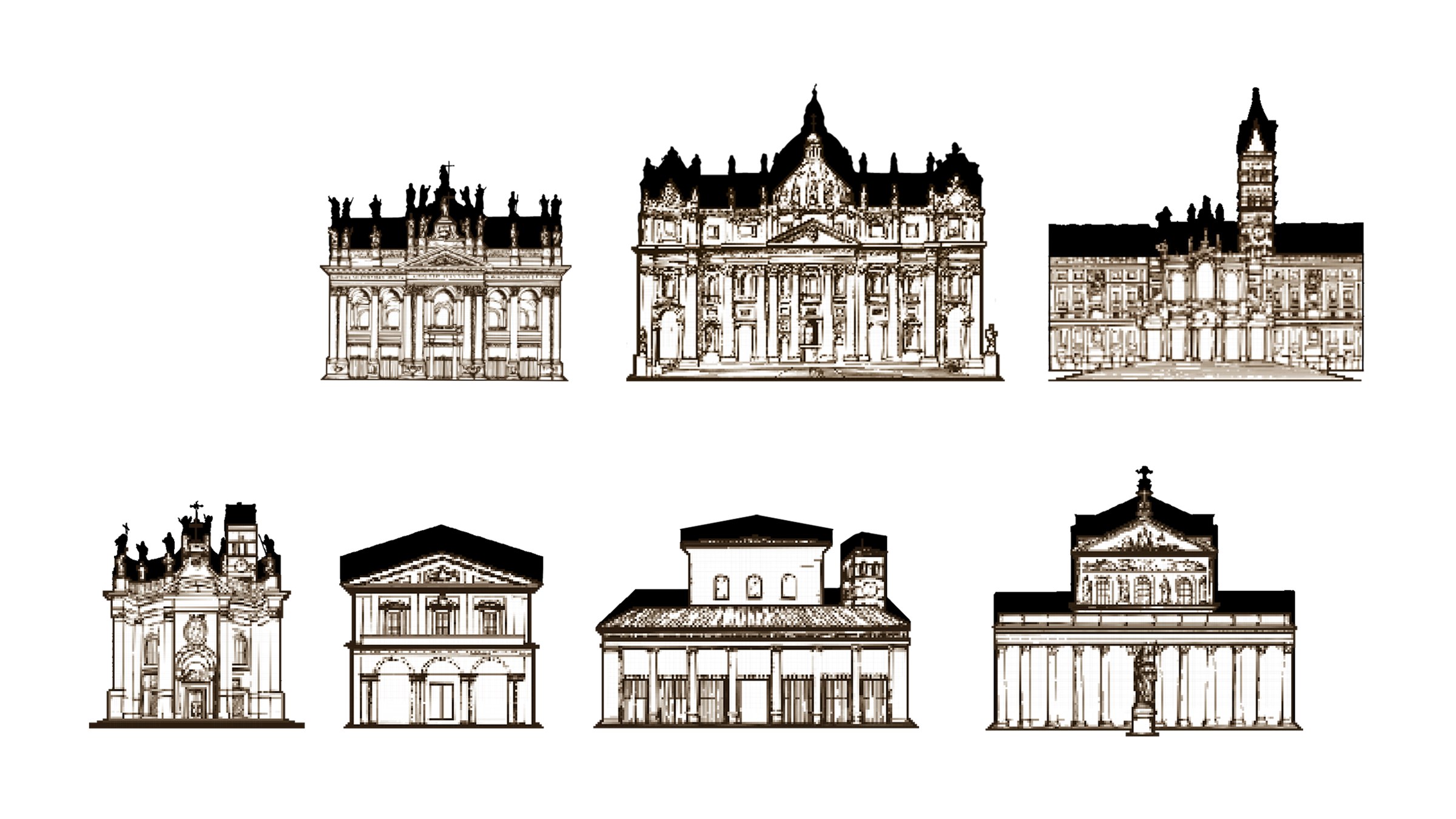 The seven Jubilee churches, illustrated for the game