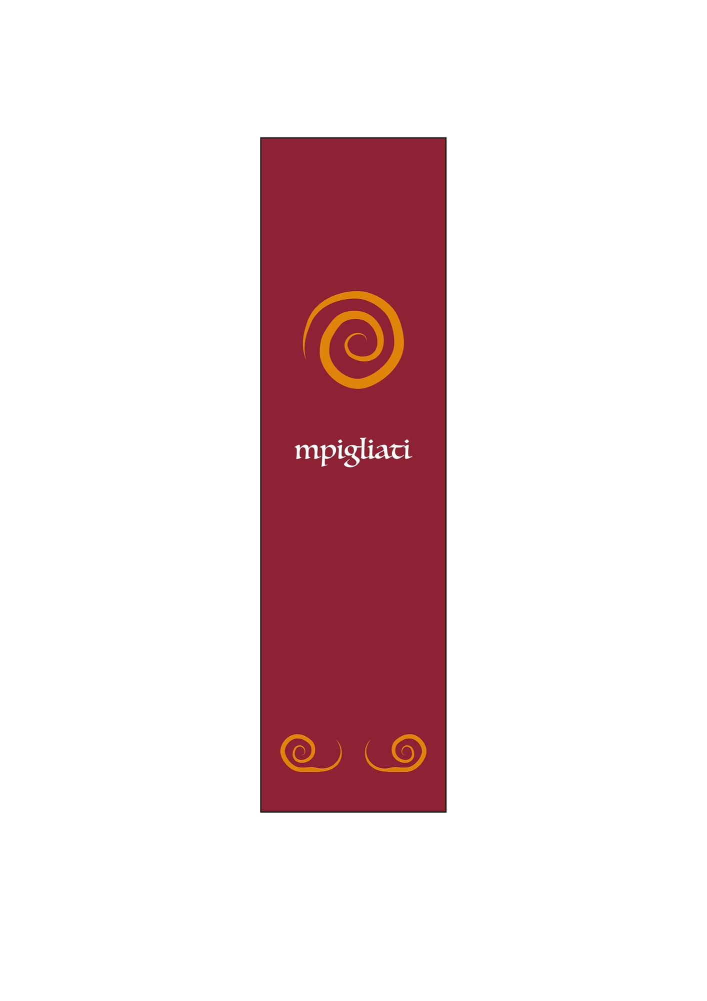 Il disegno del drappo verticale con la spirale e il logo mpigliati