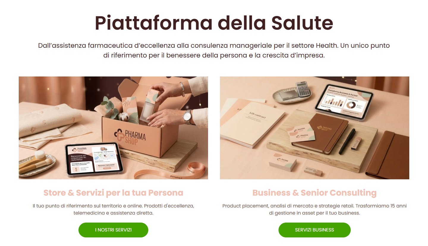 Il sito web di Pharmashop: i servizi alla persona e la consulenza per le aziende del settore